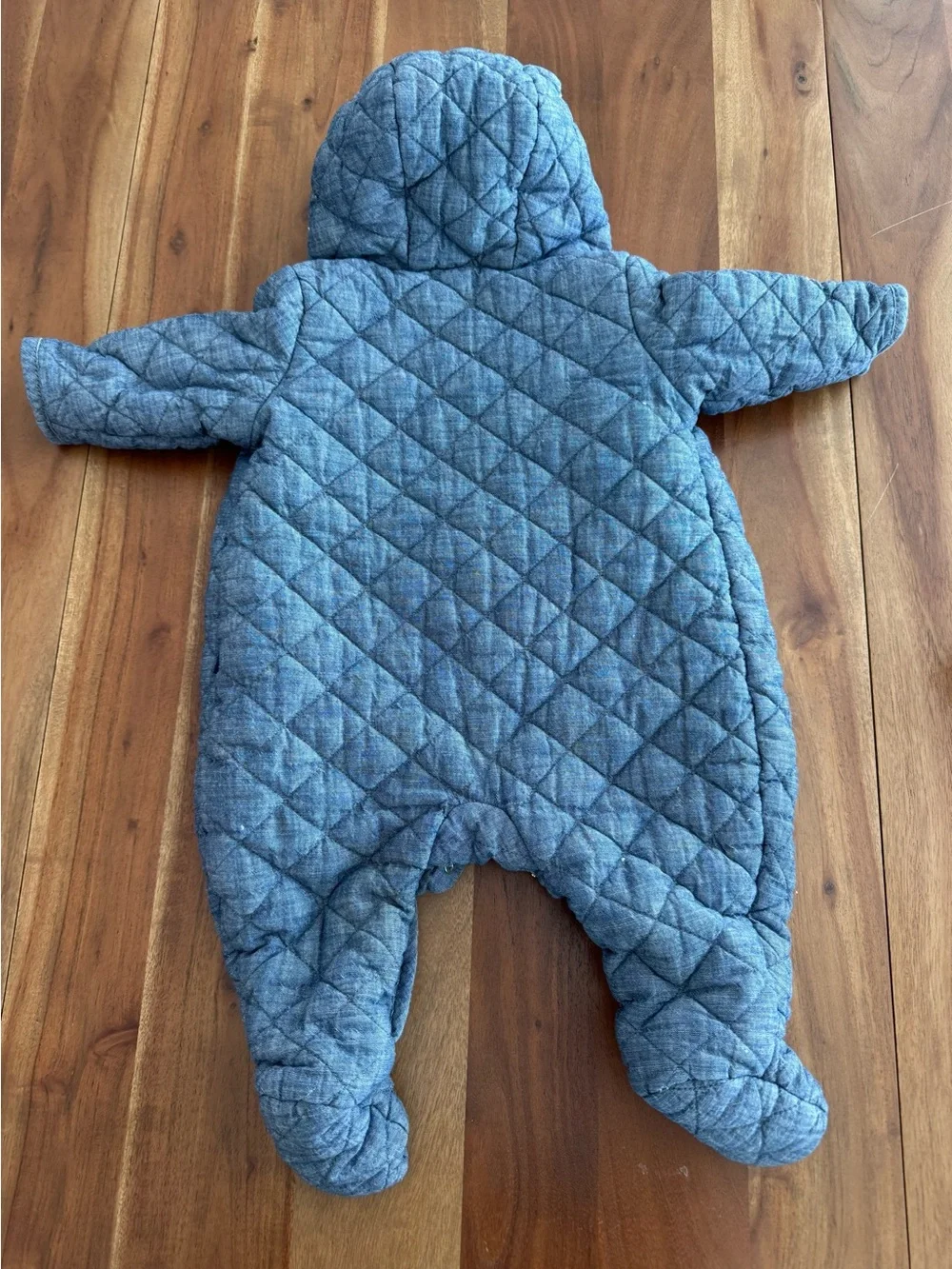GAP Baby Quilted Bunting Hooded Baby One-Piece in Denimo Blue